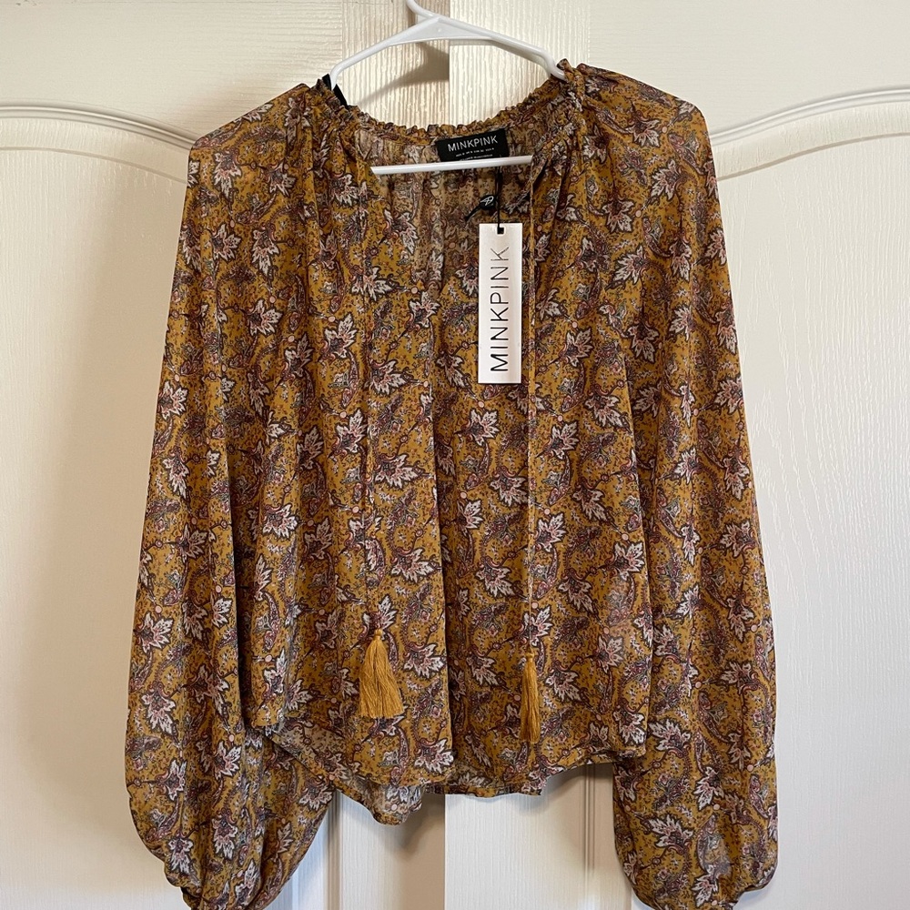 MINKPINK Tarsus Raglan Sleeve Blouse